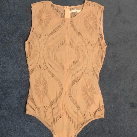 Sleeveless Lace Neutral Nude Pink Bodysuit Crochet Vera & Lucy​ - Picture 3 of 8
